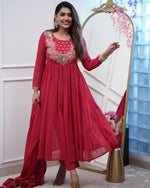 BEUTIFUL EMBROIDERY FULLY STITCHED SUIT SET (RED COLOR)