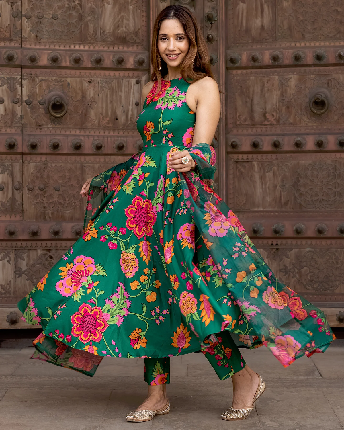 Verdant Florian Anarkali Set