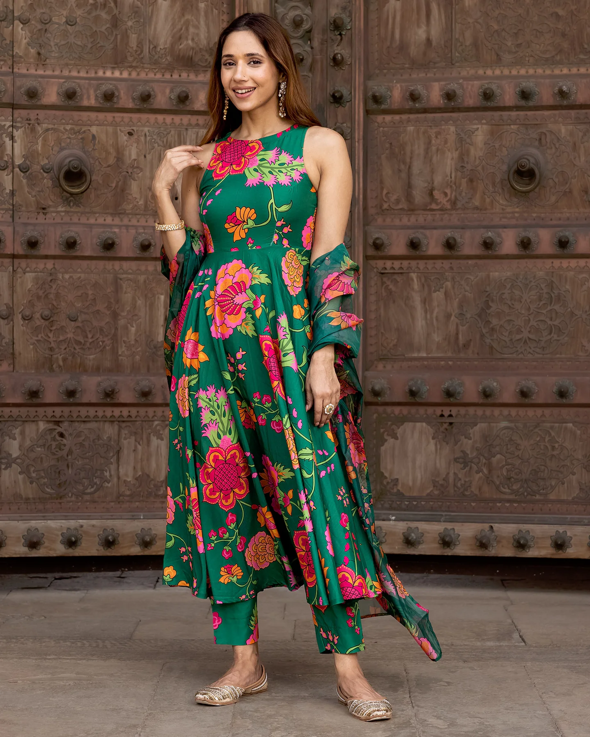 Verdant Florian Anarkali Set