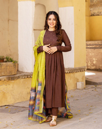 Brown Chhap Kurta Set