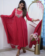 BEUTIFUL EMBROIDERY FULLY STITCHED SUIT SET (RED COLOR)