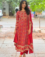 Red Maroon Voluminous Anarkali Kurta Set