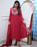 BEUTIFUL EMBROIDERY FULLY STITCHED SUIT SET (RED COLOR)