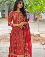 Red Maroon Voluminous Anarkali Kurta Set