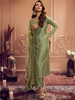 EMBROIDERED ROUND NECK LONG SLEEVE ZARI KURTA SET WITH DUPATTA