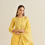 Yellow Festive Embroidered Kurta Set with Embroidered Dupatta