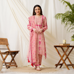 Peach Embroidered Salwar Kurta Set with Dupatta