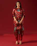 RED FLORAL VINE KAFTAN KURTA SET