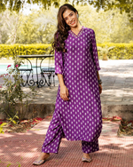 LAVENDER FLORAL MUSLIN KURTA SET