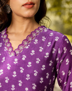 LAVENDER FLORAL MUSLIN KURTA SET