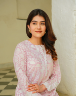 PASTEL PINK HANDBLOCK PRINTED KURTA SET