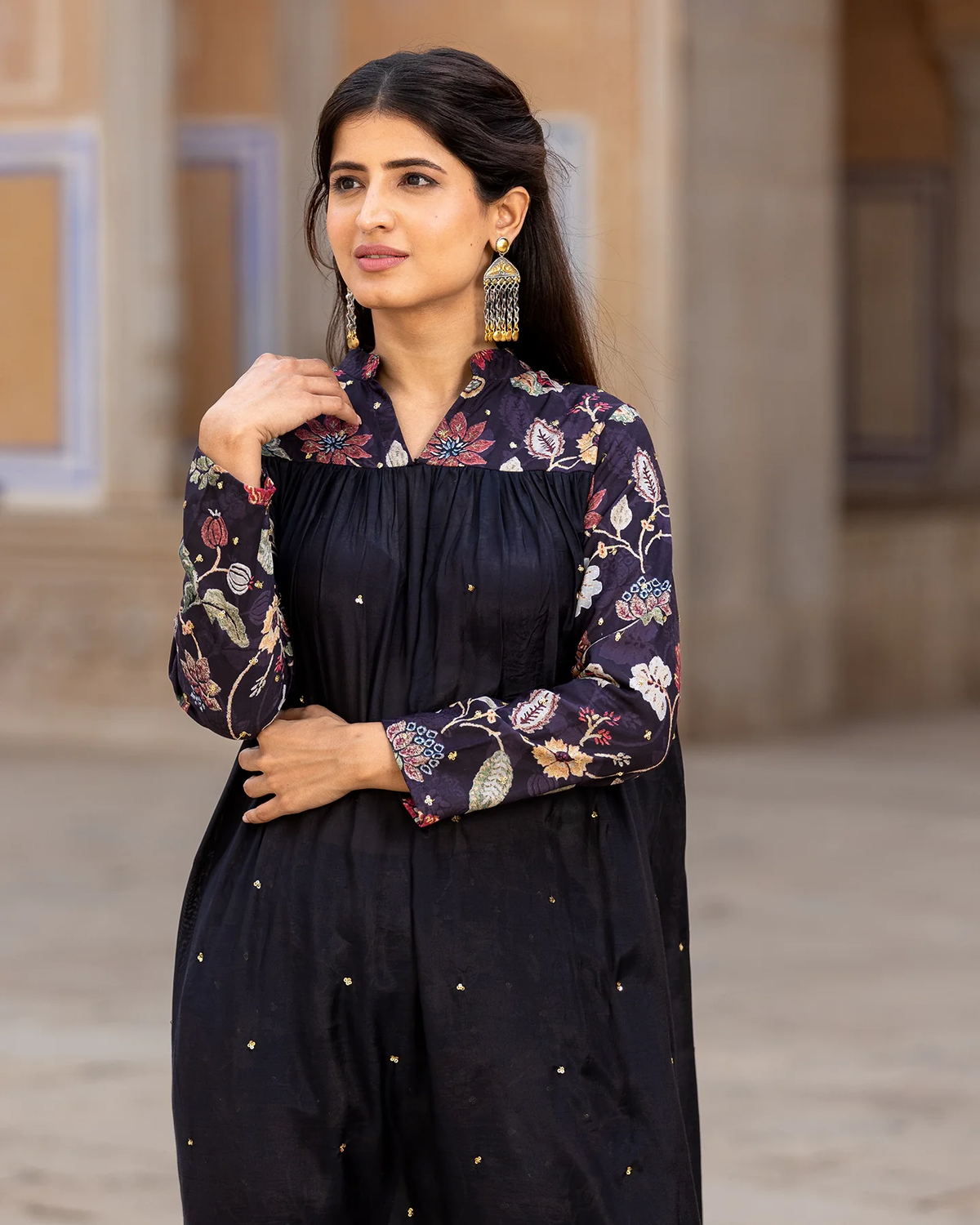 MIDNIGHT KALAMKARI MUSLIN KURTA SET