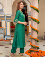 EMERALD GREEN CHANDERI KURTA SET