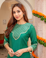 EMERALD GREEN CHANDERI KURTA SET