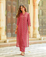 PINK ABSTRACT KURTA SET