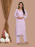 WOMEN HAND EMBROIDERED CHIKANKARI MODAL KURTA SET