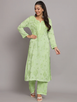 WOMEN HAND EMBROIDERED CHIKANKARI MODAL KURTA SET