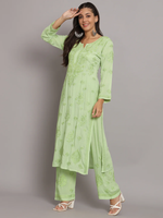 WOMEN HAND EMBROIDERED CHIKANKARI MODAL KURTA SET