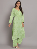 WOMEN HAND EMBROIDERED CHIKANKARI MODAL KURTA SET