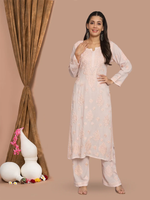 WOMEN HAND EMBROIDERED CHIKANKARI MODAL KURTA SET