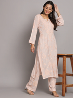 WOMEN HAND EMBROIDERED CHIKANKARI MODAL KURTA SET