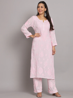 WOMEN HAND EMBROIDERED CHIKANKARI MODAL KURTA SET