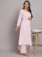 WOMEN HAND EMBROIDERED CHIKANKARI MODAL KURTA SET