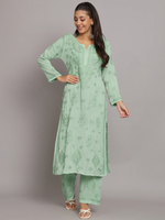 WOMEN HAND EMBROIDERED CHIKANKARI MODAL KURTA SET