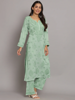 WOMEN HAND EMBROIDERED CHIKANKARI MODAL KURTA SET