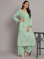 WOMEN HAND EMBROIDERED CHIKANKARI MODAL KURTA SET