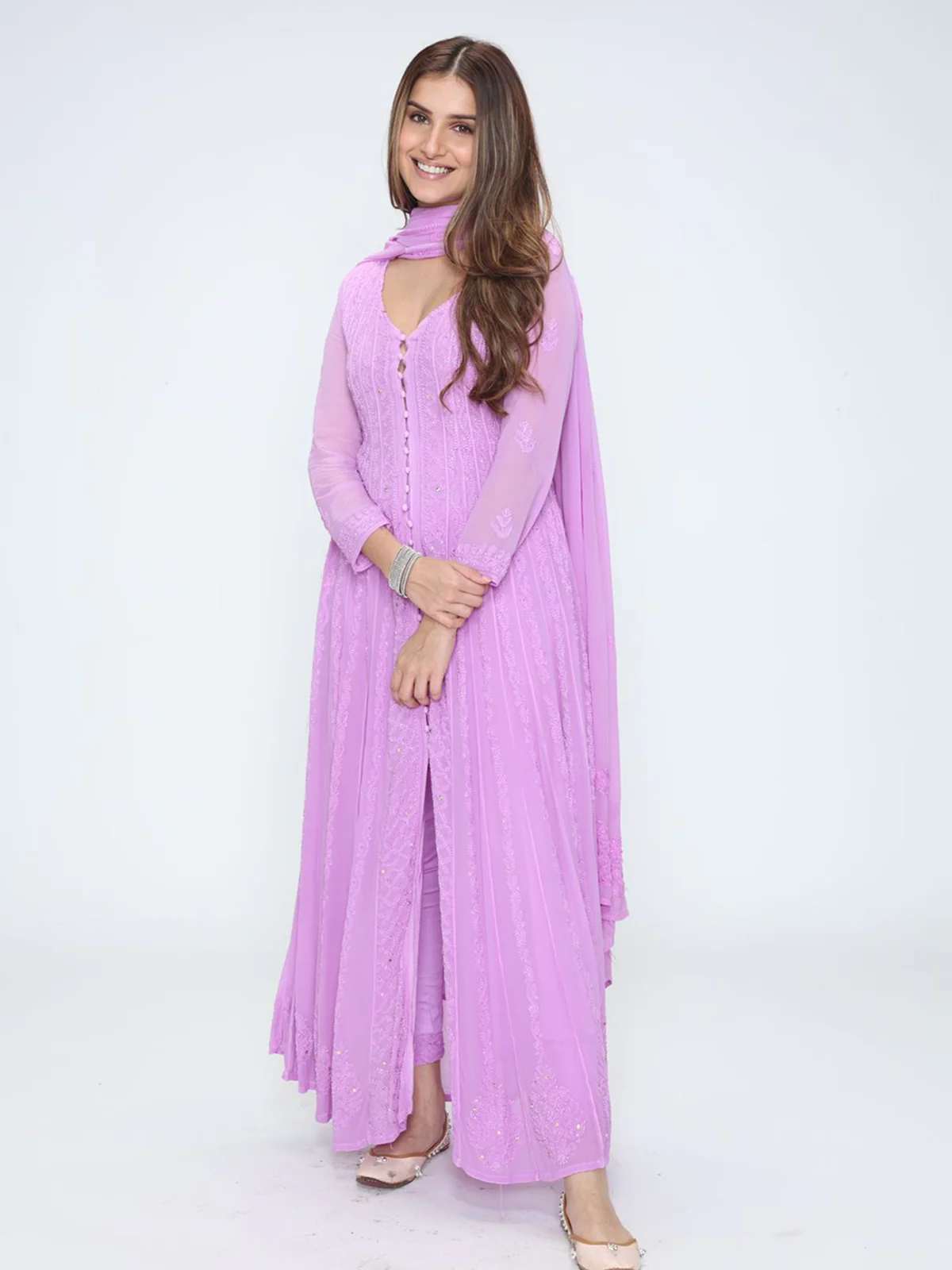 Purple Lily Chikankari Anarkali Set