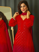 Merlot Red Ring Work Kurta Set