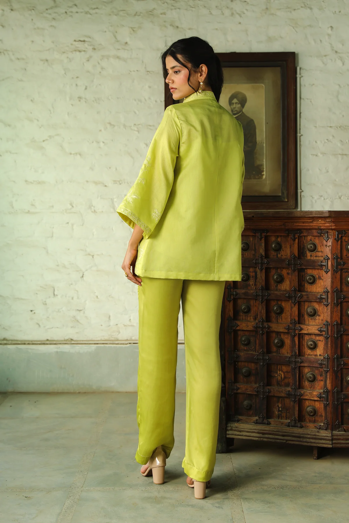 GREEN TONAL EMBROIDERED SET