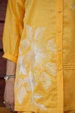 YELLOW FLORAL CHANDERI CO-ORD SET