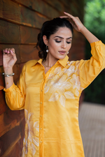 YELLOW FLORAL CHANDERI CO-ORD SET