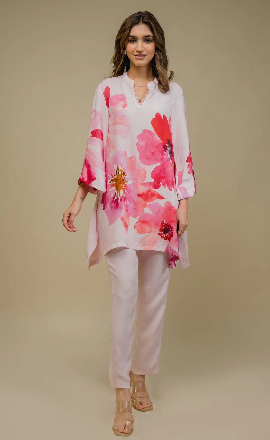 SEHER PINK FLORAL PRINTED SUIT