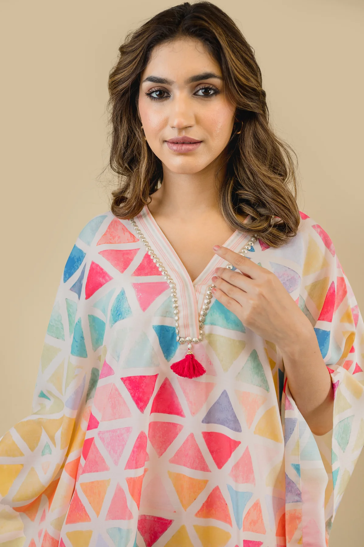 GEOMETRICAL PRINTED KAFTAN SET