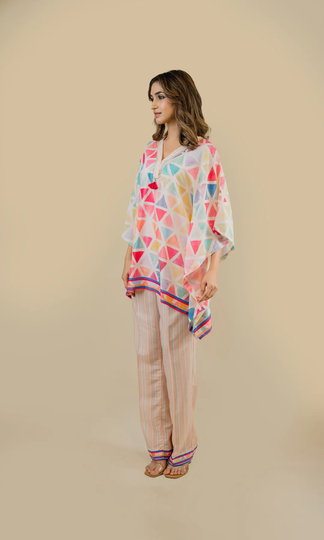 GEOMETRICAL PRINTED KAFTAN SET