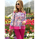 LAURA GORGEOUS KASHMIR WATER MARBLED PURE SILK TUNIC SET