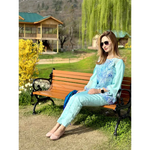 LEONA GORGEOUS KASHMIR WATER MARBLED PURE SILK TUNIC SET