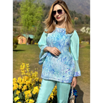 LEONA GORGEOUS KASHMIR WATER MARBLED PURE SILK TUNIC SET