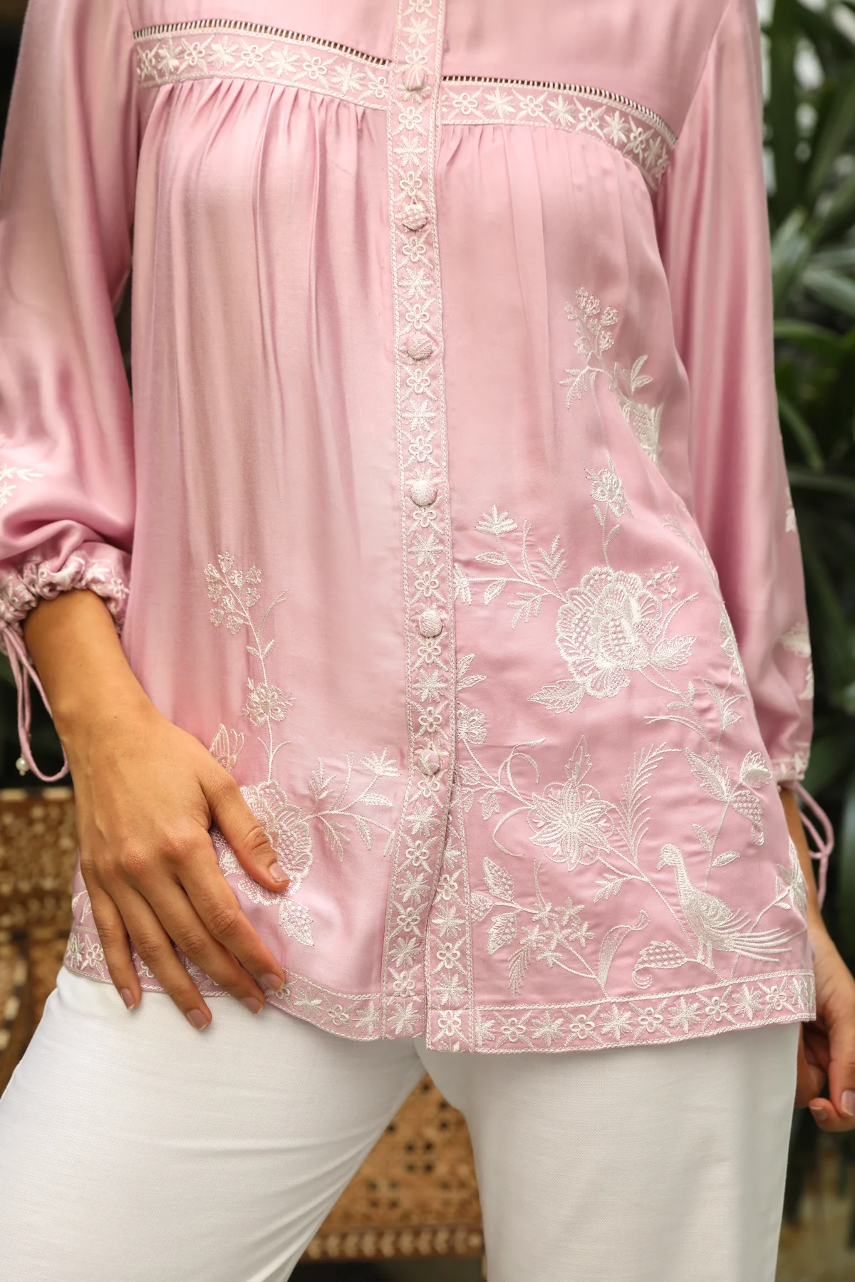 Pink Embroidered Co ord set