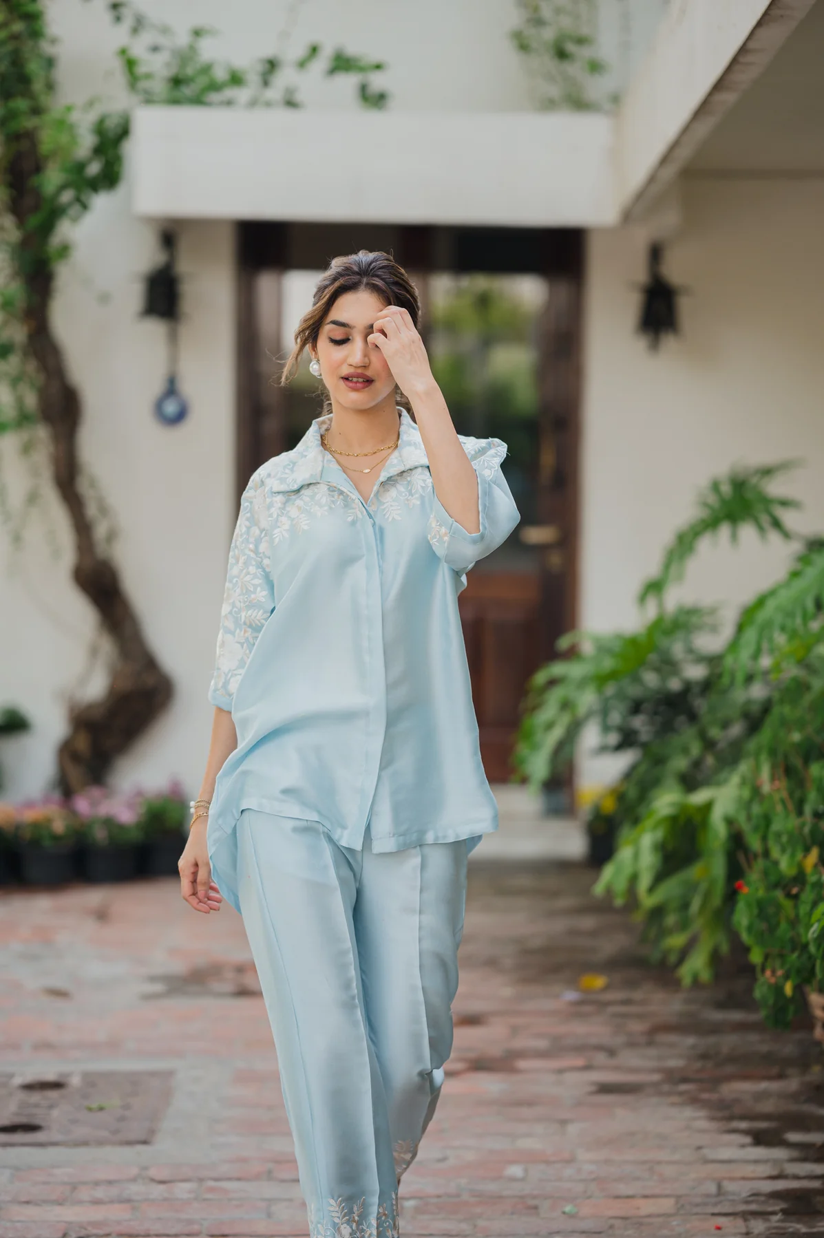 Light Blue embroidered co ord set