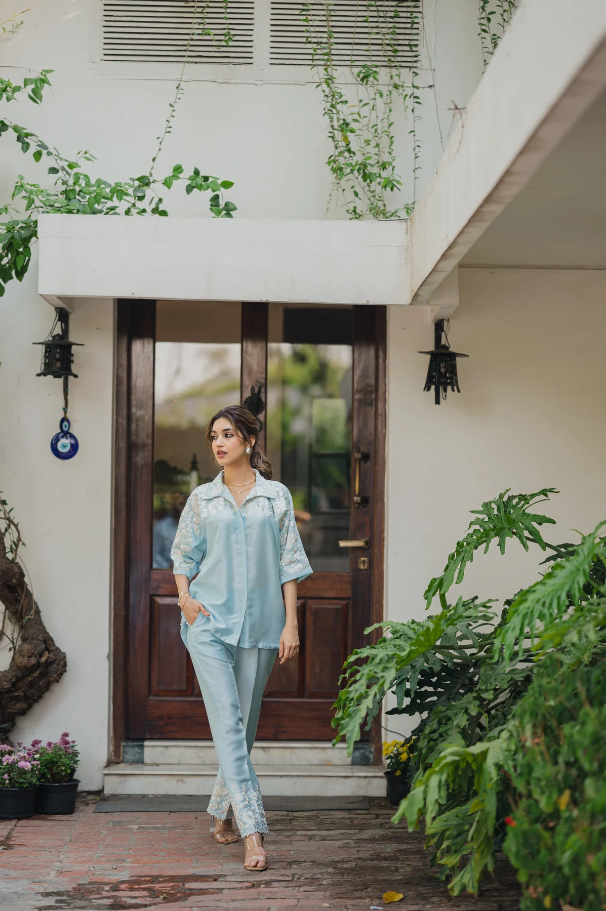 Light Blue embroidered co ord set