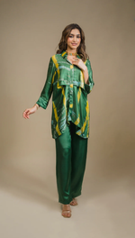 Green Yellow Tie and Die Co Ord Set For Women