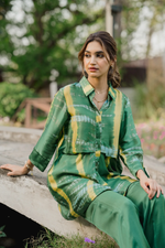 Green Yellow Tie and Die Co Ord Set For Women