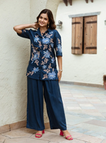 INDIGO EMBROIDERY COTTON CO-ORD SET