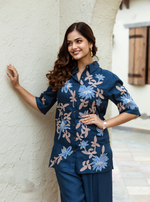 INDIGO EMBROIDERY COTTON CO-ORD SET