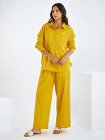 Yellow Cotton Slub Co-ord Set Set of 2