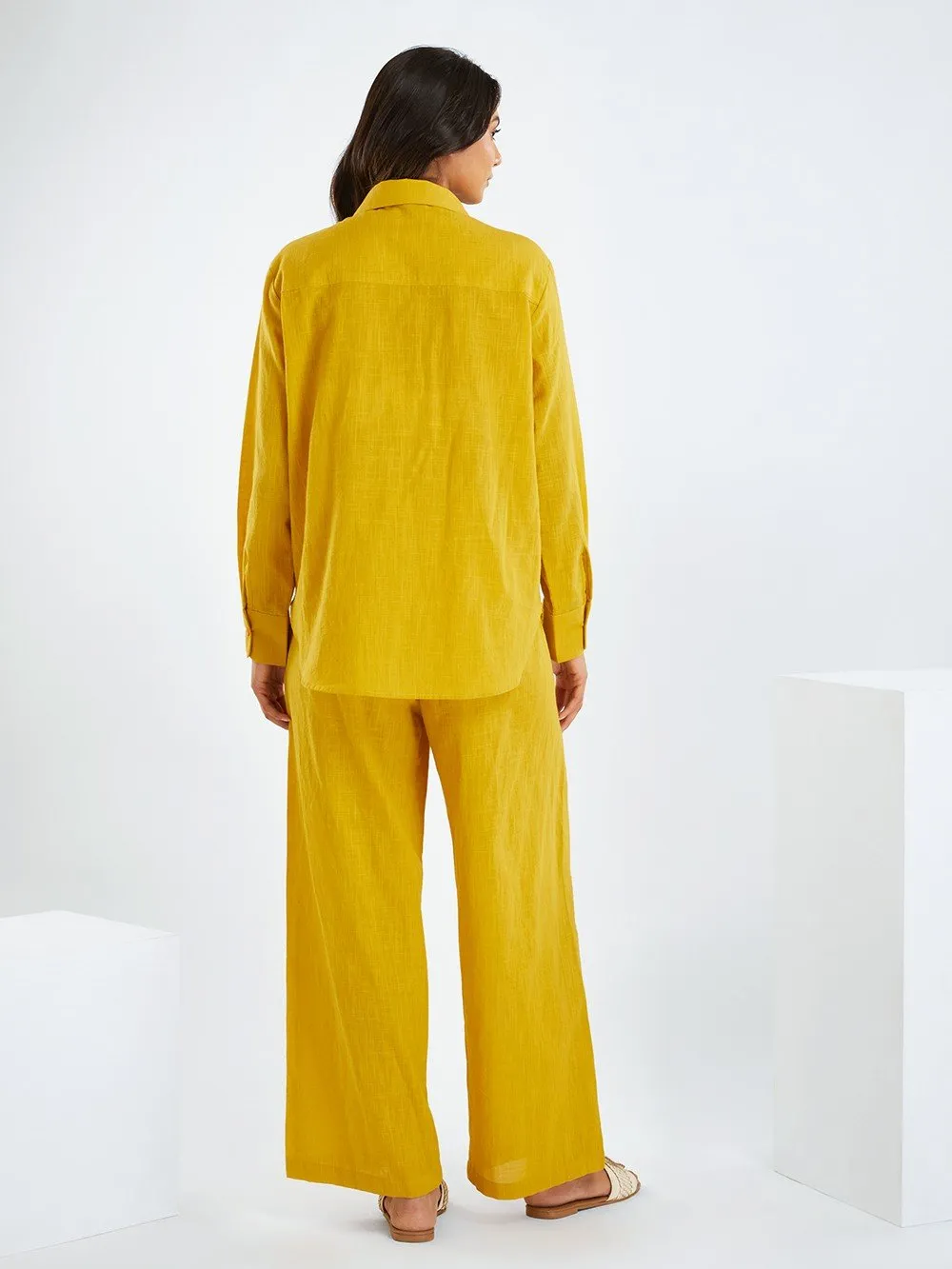 Yellow Cotton Slub Co-ord Set Set of 2